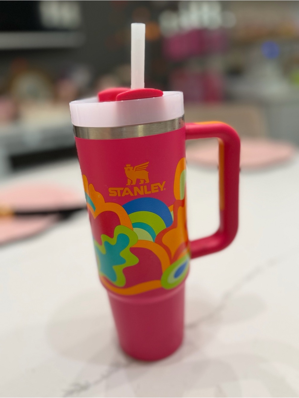 Stanley Pink limited edition Insulated Travel Tumbler with Handle